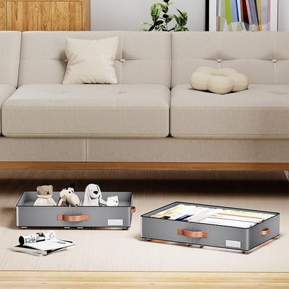 Under bed Storage With Wheels,Low profile 5.5 inches Height Storage Bins,Rolling Under bed Shoe Storage Containers,Under bed Storage Drawers for clothes & blankets