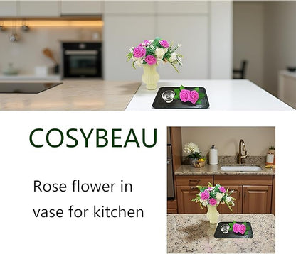 Artificial Flowers 25pcs Fake Roses, Hot Pink Foam Rose Faux Flower for DIY Wedding Bouquets Bridal Shower Centerpieces Floral Arrangements Home Decorations Party Backdrops Table