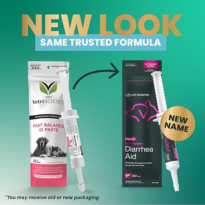 VetriScience Quick Action Diarrhea Aid Paste with Probiotics & B Vitamins, Fast Balance Digestive Support Supplement for Dogs and Cats, Gut Balancer, Help Stop Diarrhea, Unflavored, 35 cc-Mewly Pet