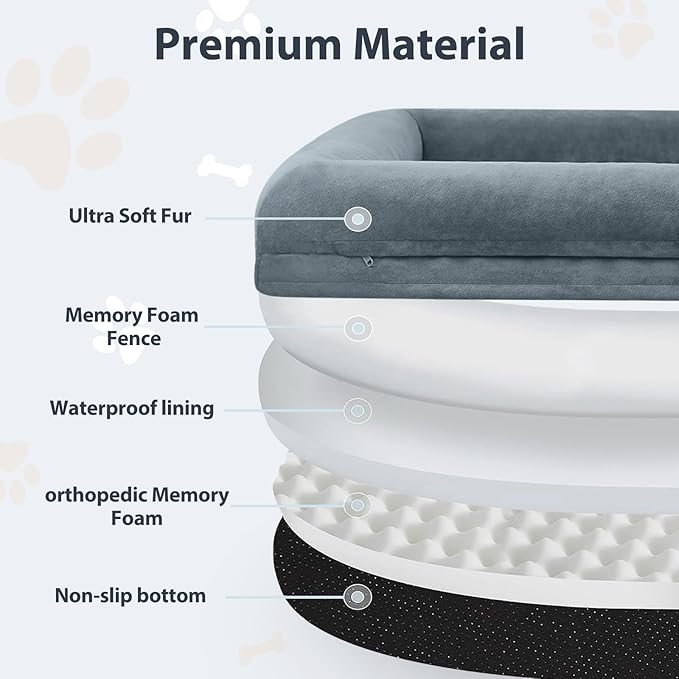 WNPETHOME Human Dog Bed for Adult, Washable Dog Couch with Removable Waterproof Cover, Orthopedic Large Pet Sofa Bed with Bolster Sides for Sleeping-Mewly Pet