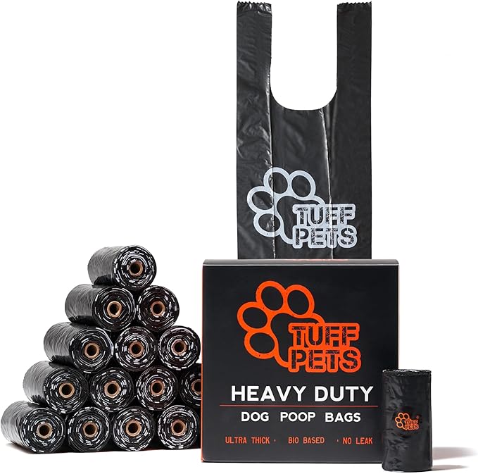 Heavy Duty Dog Poop Bag With Handles - 16 Rolls of Pet Waste Bags - Fits in any Dogs Poo Bag Dispenser or Holder - Thick Dog Poop Bags-Mewly Pet