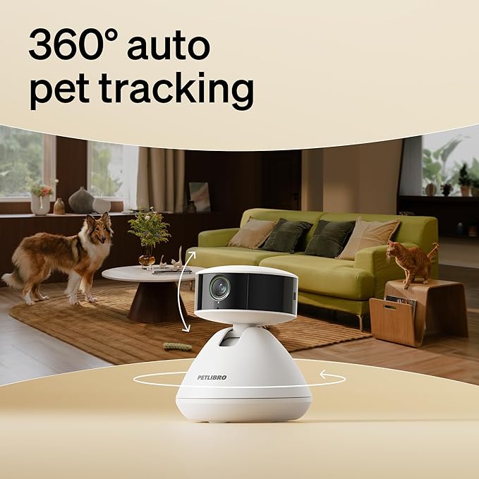 PETLIBRO AI Dog Camera Pet Camera Indoor with Phone App [Multi-Pet Recognition, Daily Activity Analysis & Smart Summaries] Cat Cam 360° View, 1080P Dog Cam Night Vision, 2-Way Audio WiFi Cam-Mewly Pet