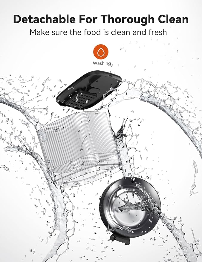 WOPET Automatic Cat Feeder, WiFi Dog Feeder with APP Control for Remote Feeding, Automatic Cat Food Dispenser with 10S Voice Record,1-10 Meals Per Day for Cats and Dogs (Black-Standard)-Mewly Pet