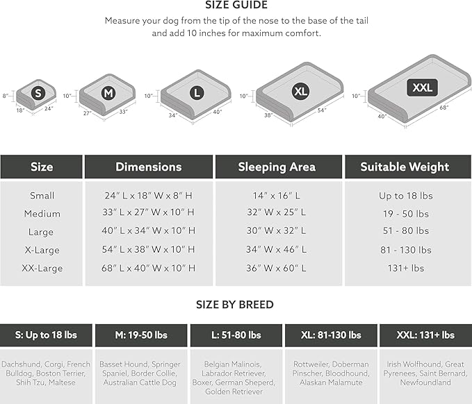 K9 Ballistics Tough Bolster Orthopedic Sofa Dog Bed with Removable Washable Cover - Durable, Water Resistant with Nonskid Bottom - Medium, Taupe Premium Finish-Mewly Pet