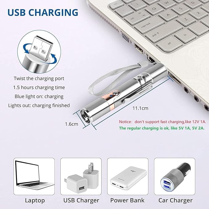 TBTeek Cat Toys for Indoor Cats, 2 Pieces, Rechargeable, 7 Adjustable Patterns, Interactive Kitten Pet Dog Red Dot Chase Light Toy for Cats Fun Playing Exercise…-Mewly Pet