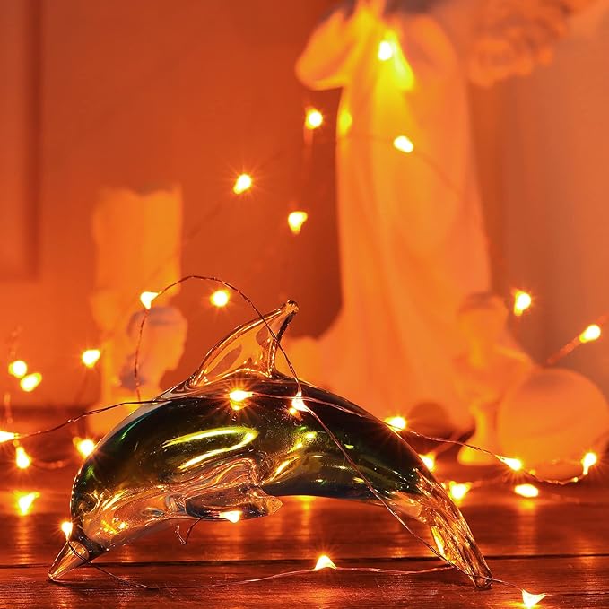 Mikasol Fairy Lights Battery Operated, 1 Pack Mini 3*AAA Battery Powered Copper Wire Led Starry String Lights Firefly Lights for Bedroom, Christmas, Parties, Decoration (5m/16ft Orange)