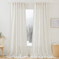 RYB HOME Semi Sheer Curtains 102 inches Long, Back Tab Light Filtration Half Privacy Window Curtains & Drapes for Bedroom Living Room, Linen, W 52 x L 102 inches, 2 Panels Set