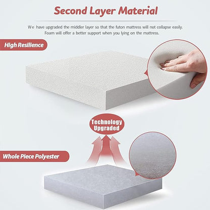 MAXYOYO Black Marble Printed Japanese Futon Floor Mattress, Thicken Sleeping Pad Floor Bed Roll Up Camping Guest Mattress Folding Couch Bed, Full Size