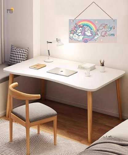 Personalized Sign Magic Unicorn Wooden Sign For Kids Room Boys Bedroom Door Decor,Custom Name Rainbow Wall Art Decor Decorative Plate for Nursery Little Man Cave