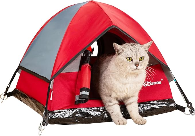 GDanes Cat House Portable Indoor/Outdoor Red Cat Tent for Cats and Small Dogs with Soft Pad-Mewly Pet