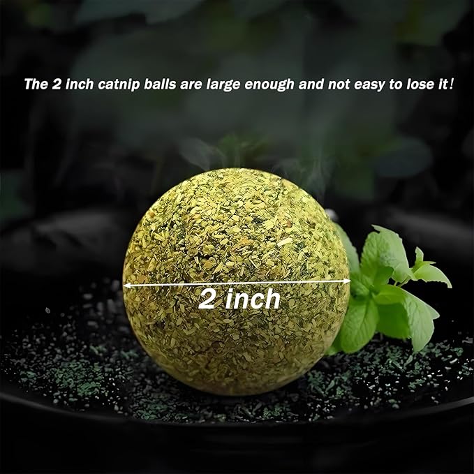 happylain 2 inches Diameter Catnip Ball - Catnip Balls for Cats, Interactive Cat Toy for Indoor Cats, Cat Nip Licking Balls-Mewly Pet