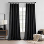 KangBang Black Pinch Pleated Linen Blackout Curtains 108 Inches Long, Pinch Pleat Drapes for Living Room with Hooks, Thermal Insulated Long Window Treatments for Villa, Black,40Wx108L