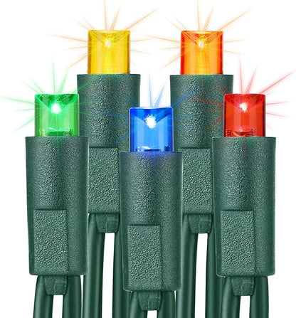 Brizled Multi Color Christmas Lights, 33ft 100 LED Christmas Tree Lights, 5mm Wide Angle Xmas Light, Connectable 120V UL Certified Xmas Light String for Tree Party Wedding Home Indoor Outdoor Decor
