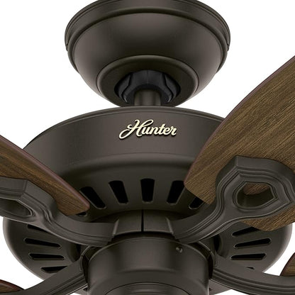 Hunter 52 inch Indoor Ceiling Fan No Light with Pull Chain - Bronze Ceiling Fan without Light, Standard Mount, 5 Blades, For Bedroom, Living Room, or Kitchen - Builder Elite 53242, New Bronze