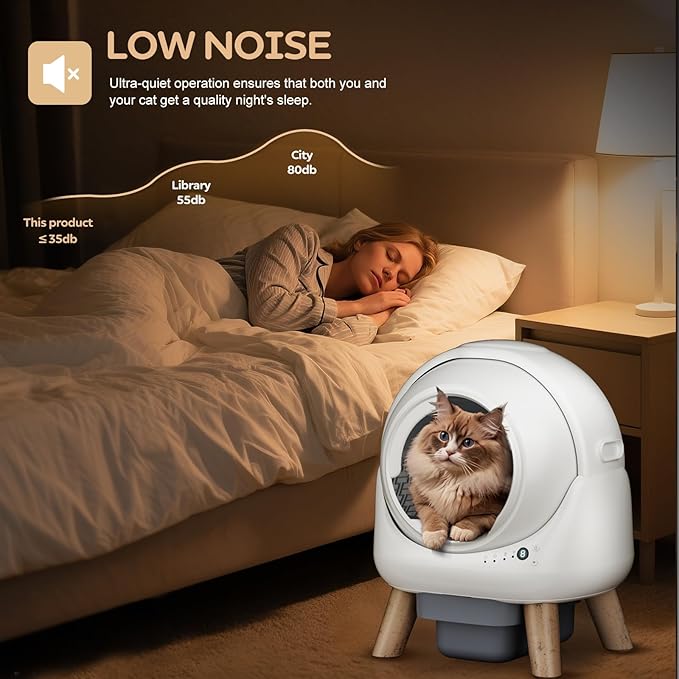 Self Cleaning Litter Box,Automatic Cat Litter Box for Multiple Cats,Robot with APP Control,Dual Safety Protection,Odor-Free Waste Disposal Includes Trash Bags,White-Mewly Pet