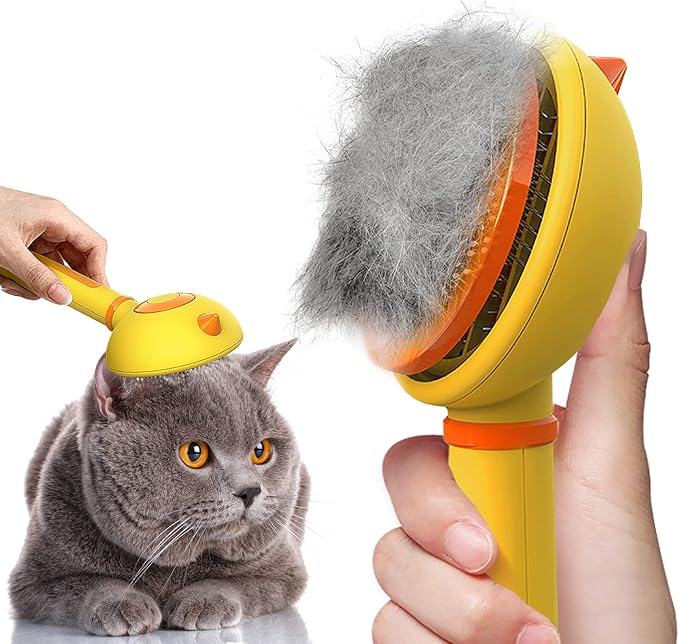 Cat Hair Brush with Release Button for Indoor Cats, Cat Grooming Brush for Long or Short Hair Dogs, Cat Combs for Pet Massage Self-Cleaning Cat Hair Brush-Mewly Pet