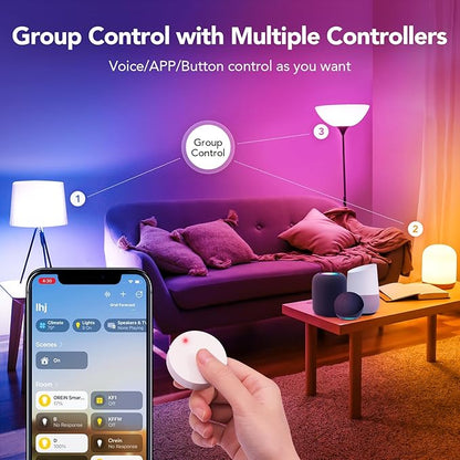 OREiN Matter Smart Light Bulb, Smart Light Bulbs with Remote Control Work with Apple Home, Alexa, Google Home, SmartThings, Color Changing Light Bulbs 2.4Ghz WiFi, 800 Lumens Equivalent 60W 2Pack