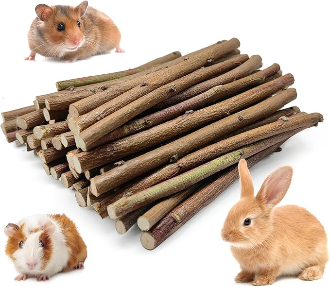 250g Natural Peach Wood Chew Sticks for Rabbits, Hamsters, Chinchillas - Extra Hard Teeth Grinding Toy | Untreated, Safe & Long-Lasting Rodent Chews-Mewly Pet