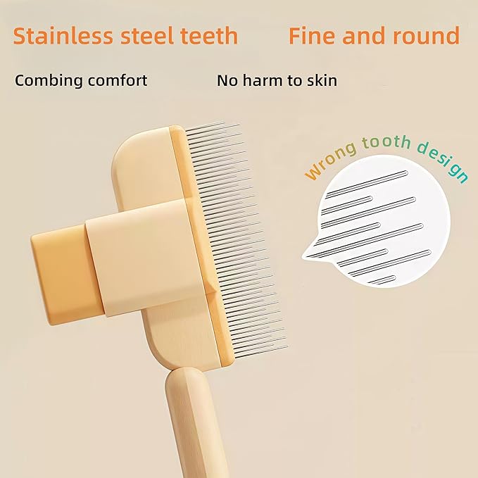 Zen Brush for Cats & Dogs, Avatore Zenbrush Pet Comb, Self-Cleaning Grooming Brush, Stainless Steel Teeth for Shedding Hair Removal 2-pack (Green+Yellow)-Mewly Pet