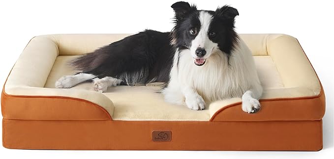 Bedsure Orthopedic Dog Beds Large Sized Dog - Washable Large Dog Cat Bed Waterproof, Comfort Dogs Couch Sofa with Washable Removable Cover, Pet Bed with Nonskid Bottom, Ember Clay, 35"-Mewly Pet