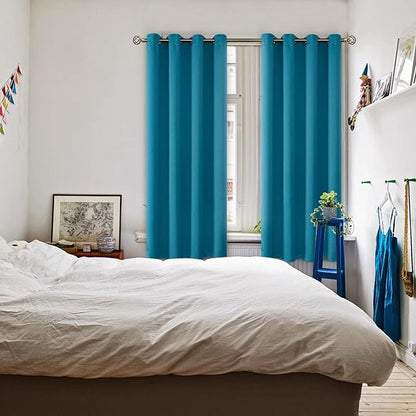 BGment Blackout Curtains - Grommet Thermal Insulated Room Darkening Bedroom and Living Room Curtains, Set of 2 Panels (52 x 72 Inch, Peacock Blue)