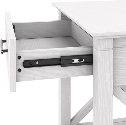 Bush Home End Table with Drawer, Nightstand with Storage, Living Room and Bedroom Furniture, Key West Collection, Pure White Oak