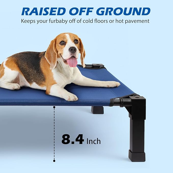 Heeyoo Elevated Dog Bed, Cooling Raised Pet Cot with Chew Proof Washable Breathable Mesh and Metal Frame, Portable Dog Cot Bed with No-Slip Feet for Outdoor or Indoor Use-Mewly Pet