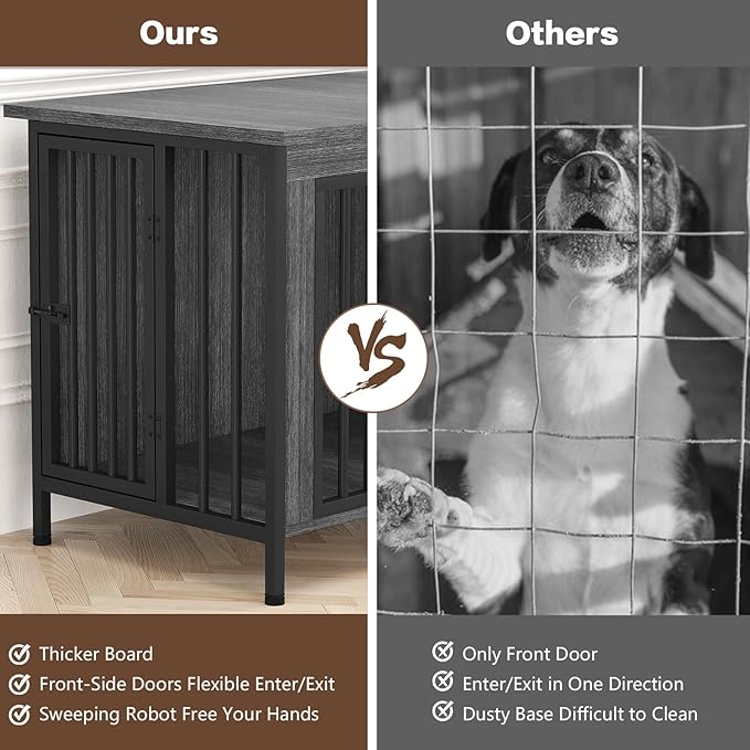 EasyCom 31.5" Small Dog Crate Furniture, Chew-Resistant Dog Crates for Small and Medium Dogs, Dog Kennel Furniture Indoor with 2 Doors and 3.94" Raised Feet, as TV Stand, End Table, Crate Table-Mewly Pet