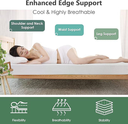 PayLessHere 12 Inch Cooling-Gel Memory Foam Mattress Queen, Medium Firm, CertiPUR-US Certified, White