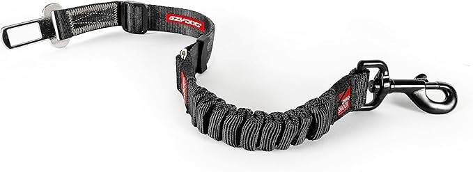 EzyDog Zero Shock Click - Shock Absorbing Dog Seat Belt Car Harness Attachment for Dogs - Adjustable Dog Restraints Seatbelts for Car Travel and Safety - (20in - 26in, Black)-Mewly Pet