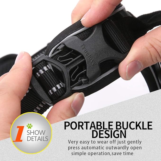 Truelove No Pull Dog Harness with Easy Control Handle and 2 Leash Attachments,Reflective Adjustable Pet Vest-Mewly Pet