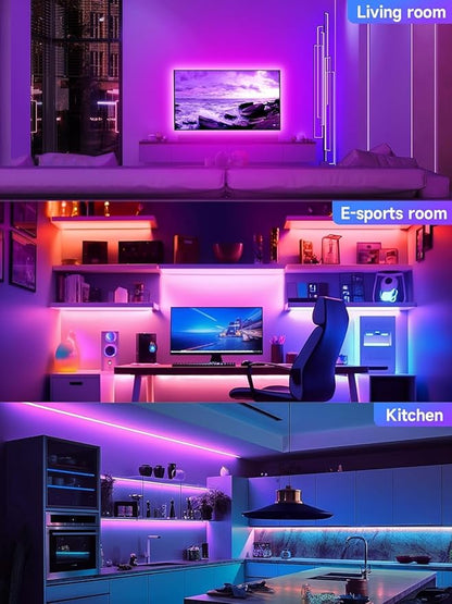 GIPOYENT TV Light Strip, Music Sync LED TV Backlights, for 32-50 Inch TV, LED TV Light with Bluetooth Function - RGB Color Changing Light Strip for Home Theater (9.8ft)