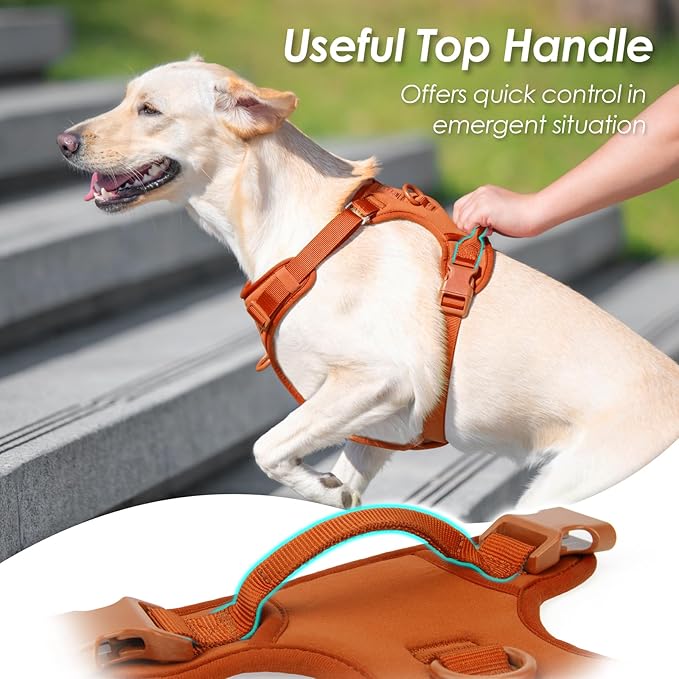 No Pull Dog Harness, Puppy Vest with Front Clip for Small Medium Large Sized Dog(Carmel Brown,M)-Mewly Pet