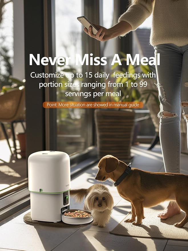 Automatic Cat Feeder with Camera - 5G WiFi Auto Cat Food Dispenser, 1080P HD Video with Night Vision, 1-15 Meals, 1-99 Portions, 2-Way Audio, Keeps Food Fresh, 4L Timed Pet Feeder Also for Dogs-Mewly Pet