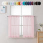 Chyhomenyc Blush Pink Sheer Curtains 30 inch Length 2 Panels, Light Filtering Voile Rod Pocket Short Window Curtians for Bathroom Living Room Farmhouse Small Windows, 42Wx30L inches
