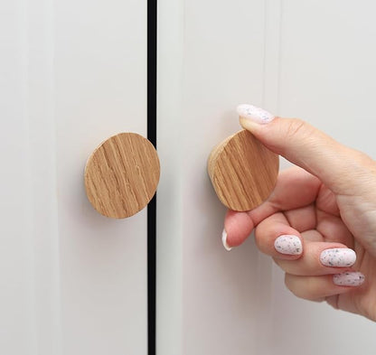 6 Pack Wood Cone Cabinet Knobs (Light) - 1 ½ " Diameter Round Shape - Wooden Drawer Pulls for Cabinets Doors, Dresser and Drawers Knob, Kitchen Cabinet Door Handle