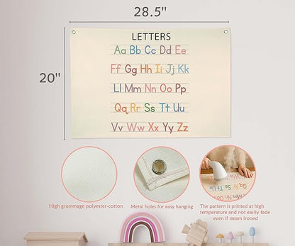 Classroom Decoration-Homeschool Decor-Educational Flag Decor Gift for Kids Toddler Baby Boys Girls Newborn Toddler - Banner Wall Sign Gifts for Playroom Nursery Baby Room Bedroom Front Door-letters