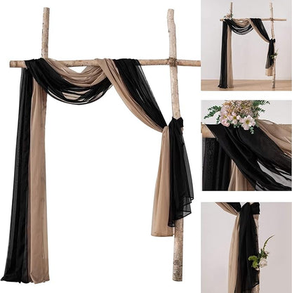 MIULEE Luxury Sheer Voile Elegant Topper Long Window Valance Solid Window Treatment Swags Drapes for Window Ceremony Wedding Canopy Bed 54" x 216" Black 1 Piece
