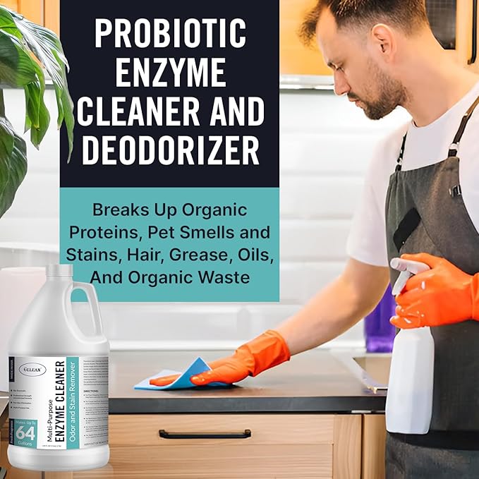 Multi-Purpose Probiotic Enzyme Cleaner, Made in USA - Pet Stain and Odor Remover - Concentrated - Professional & Home Strength Drains, Floors, Bathrooms, Toilets Trash Can, (1 gallon, Fresh fragrance)-Mewly Pet