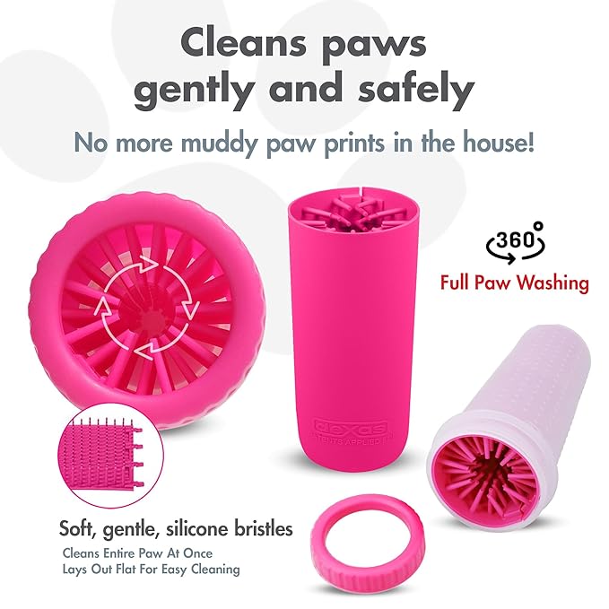 Dexas MudBuster Portable Dog Paw Cleaner, Pink Large Pet Supplies and Accessories-Mewly Pet