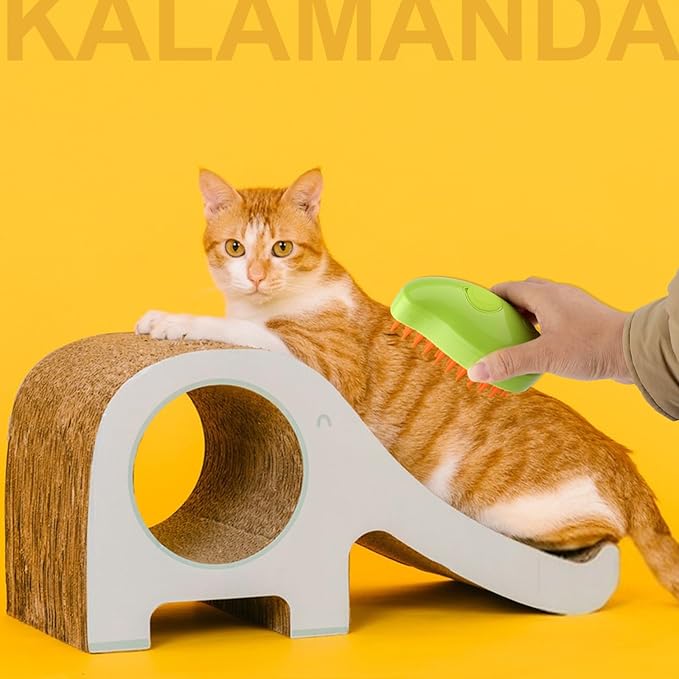 3 in 1 Cat Steamer & Brush - Silicone Massage Grooming Tool, Pet Hair Cleaning Comb for Cats & Dogs (Mango Green)-Mewly Pet