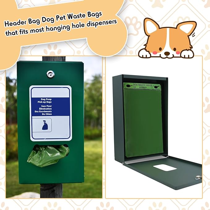 Ireer 5000 Pcs 50 Counts 5000 Pcs Header Bag Bulk Dog Pet Waste Bags Poop Easy Single Pull for Poop Dog Waste Station Fit Hang Hole Dispenser Home Outdoor (Green)-Mewly Pet
