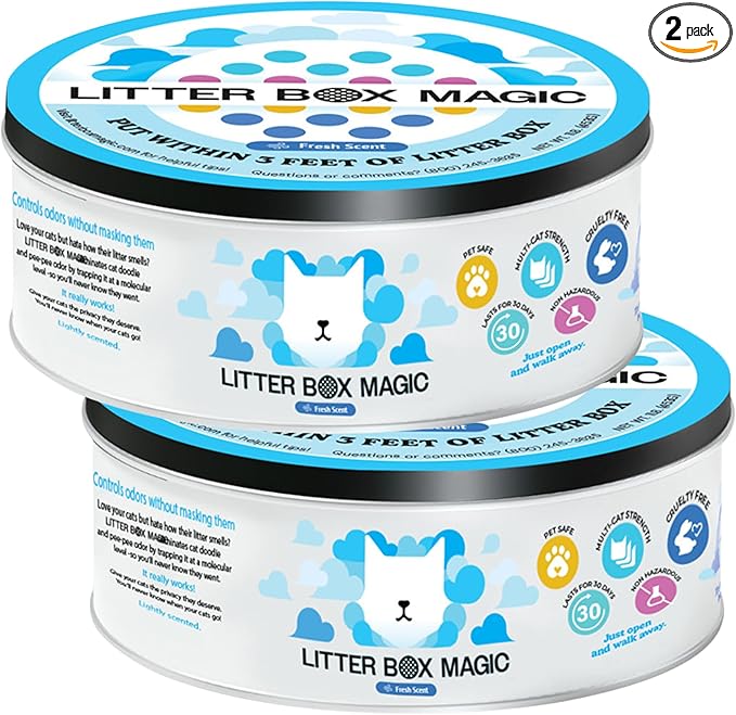 Cat Litter Deodorizer Jar (Fresh Scent, 16 Oz, Pack of 2) - Cat Litter Odor Absorber Gel In A Jar - Litter Box Pet Air Freshener - Litter Odor Eliminator to Freshen Air-Mewly Pet