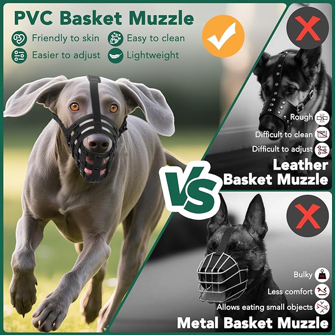 Mayerzon Dog Muzzle for Medium Large Dogs, Humane Basket Muzzle, Soft & Lightweight & Adjustable | Anti Biting Chewing Eating, Suits Training Walks Grooming Vet Visits, Drink & Pant Easily (Black, L)-Mewly Pet