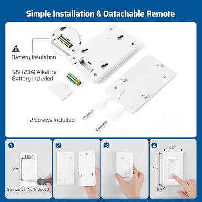 DEWENWILS Wireless Remote Light Switch, Expandable Wireless Wall Switch Kit, No Wiring, No WiFi, 100 Ft RF Range, Programmable, Remote Control Light Fixture for Lamps, Ceiling Lights, Fans