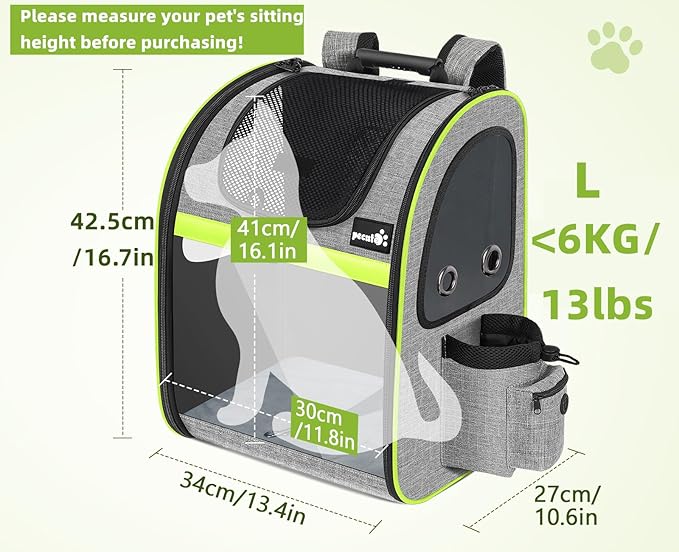 Pecute Pet Carrier Backpack, Cat Backpack Carrier, Expandable with Breathable Mesh for Small Dogs Cats Puppies, Dog Backpack Carrier for Hiking Travel Camping Outdoor, Hold Pets Up to 18 Lbs-Mewly Pet