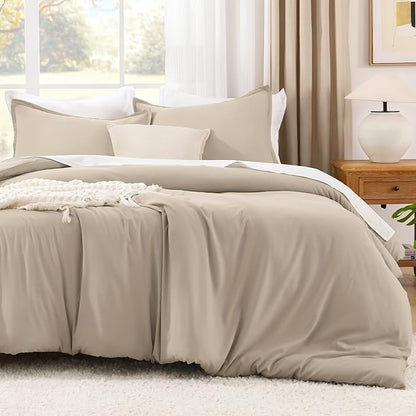Litanika Oversized King Comforters Khaki Super King Plus Size, 3 Pieces Lightweight Solid Bedding Comforter Set, All Season Fluffy Bed Set (128x120In Comforter & 2 Pillowcases)