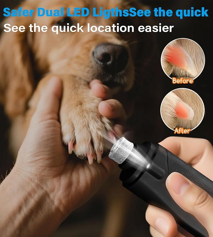 2 in 1 Dog Nail Clippers & Cat Nail Clippers Trimmers for Large Medium Small Dogs Cats Claw Trimmer Quick Sensor and Safety Guard USB Rechargeable Dogs Nail Trimmer with Catcher & 2 LED Lights-Mewly Pet