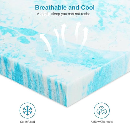Mattress Topper, King Size Cooling Memory Foam Bed Toppers, 2 Inch Soft Mattress Pads for Sleeper Sofa, RV, Camper, CertiPUR-US Certified