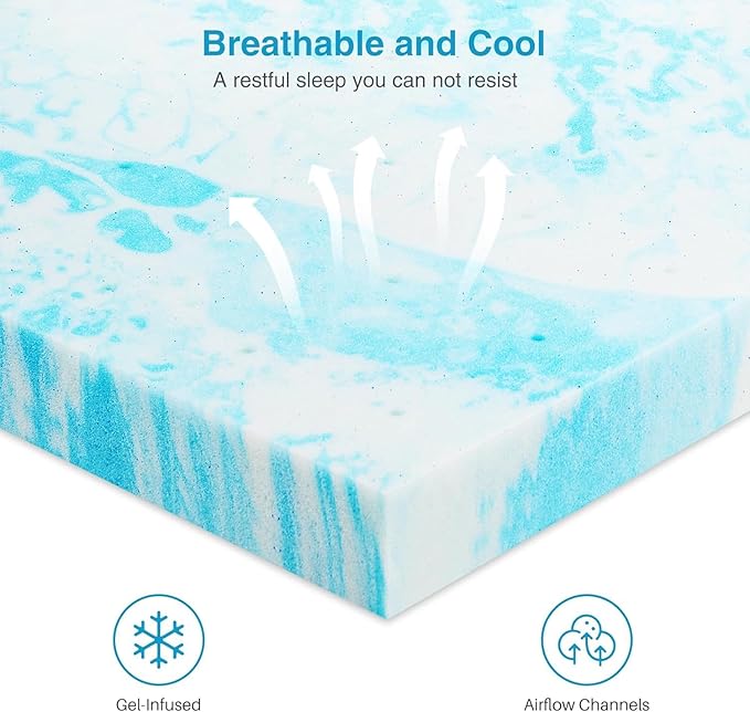 Mattress Topper, Queen Size Cooling Memory Foam Bed Toppers, 3 Inch Soft Mattress Pads for Sleeper Sofa, RV, Camper, CertiPUR-US Certified